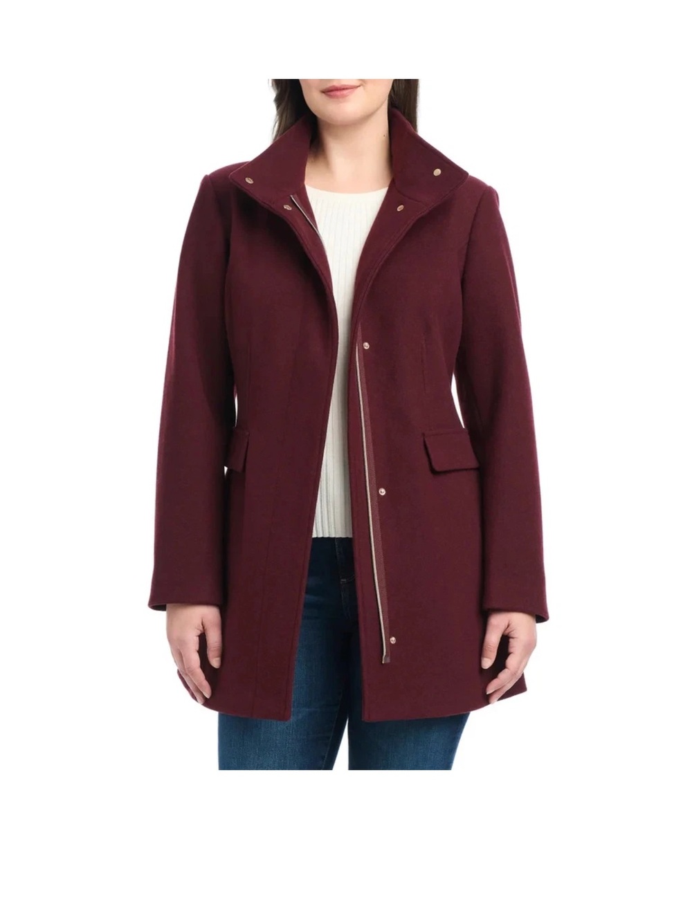 Vince Camuto Women's Full Zip Jacket Dark Red Medium